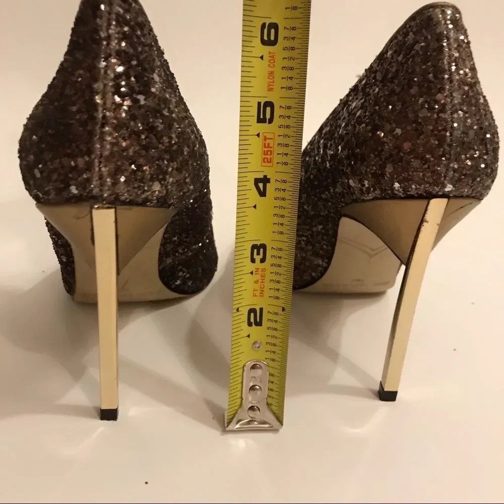Enzo Angiolini bronze glitter heels